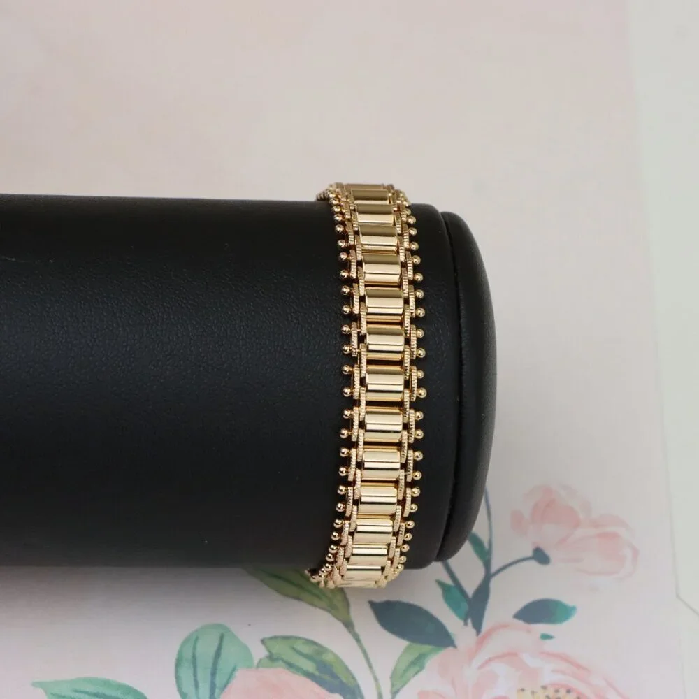 "Elegant Rose Gold Plated Bracelet with Geometric Bar Design,XPBL0910 - Picture 7 of 12